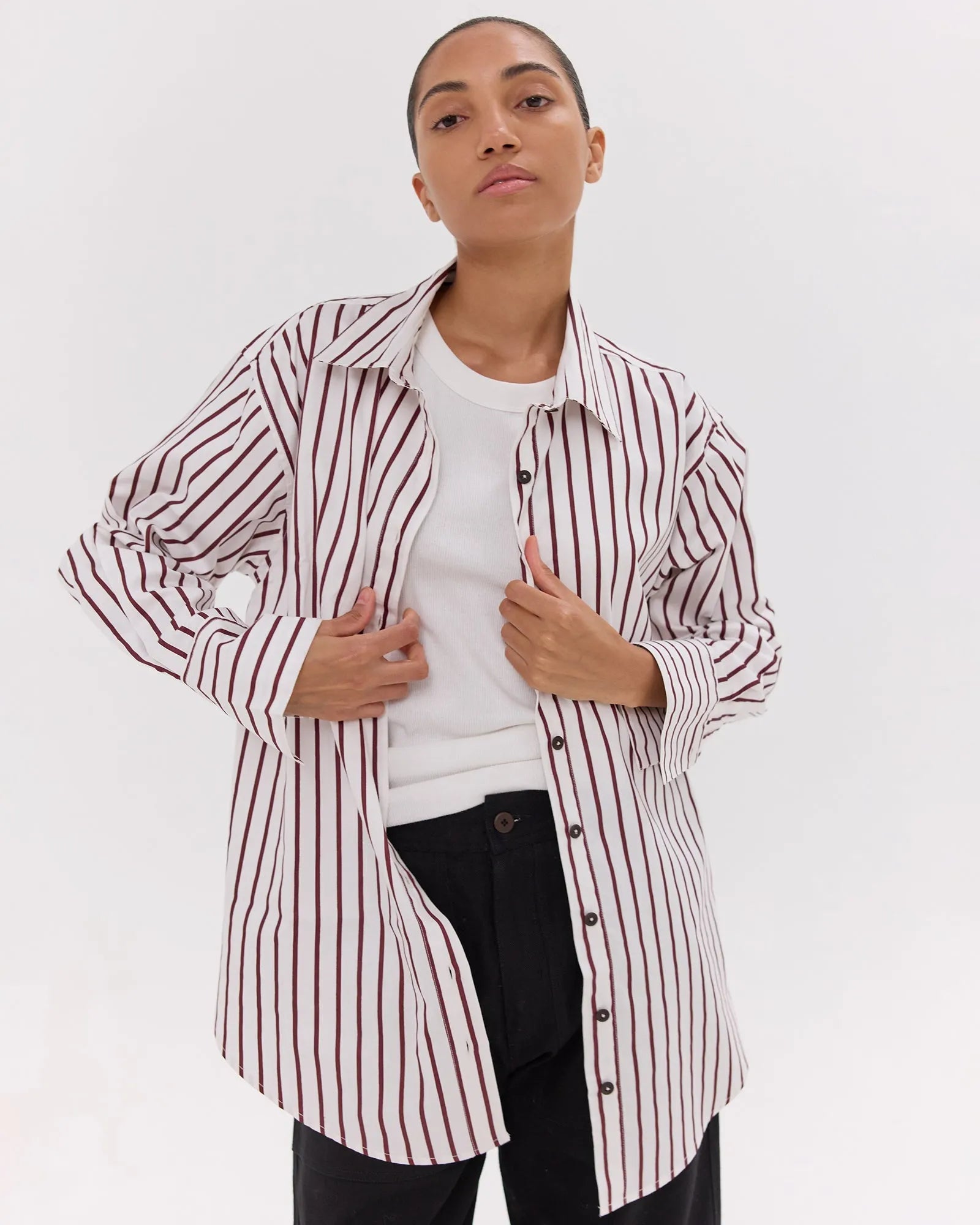 The Dropped Yoke Shirt | Mahogany & White by Cloth & Co. 