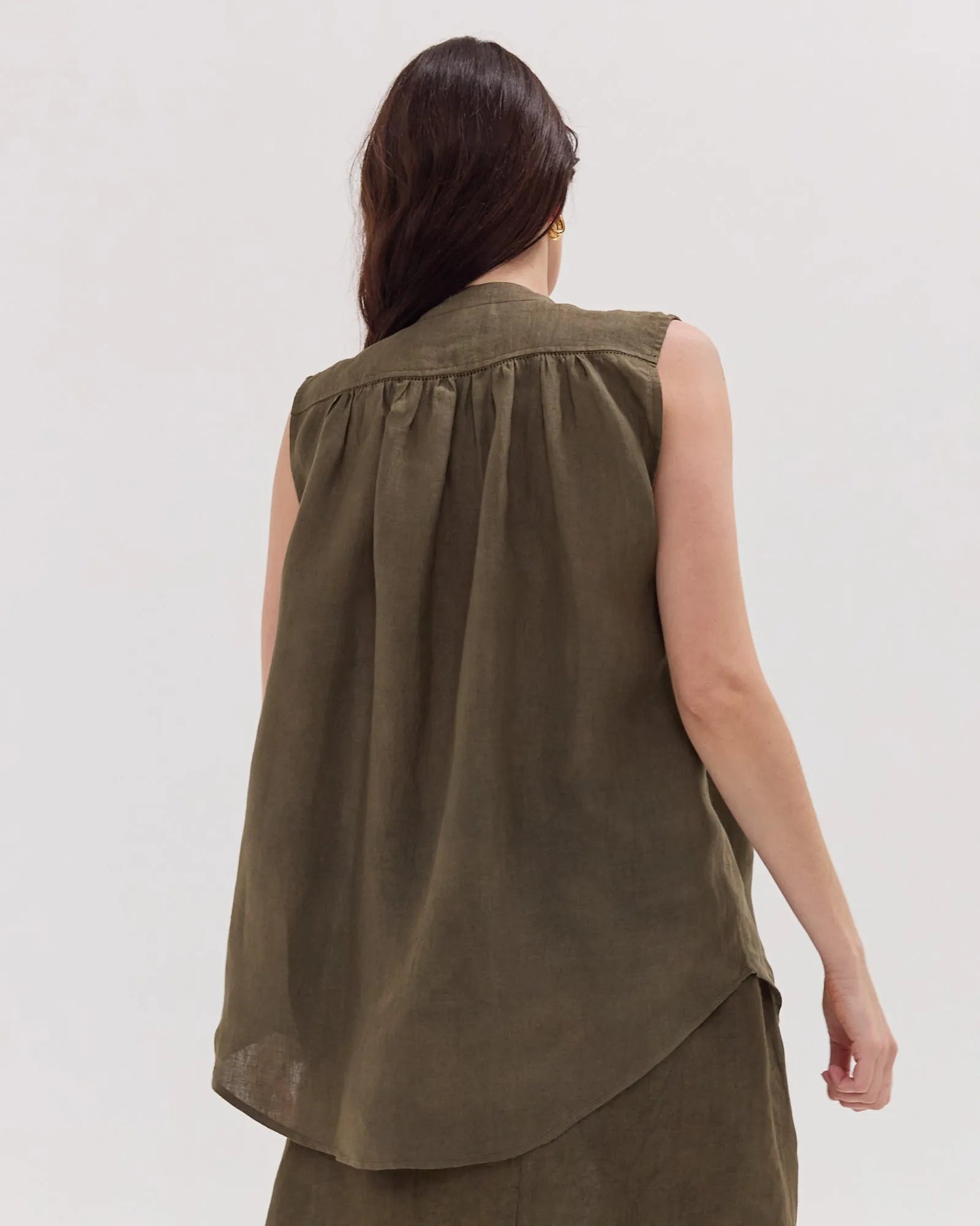 The Gathered Sleeveless Top | Olive by Cloth & Co. 