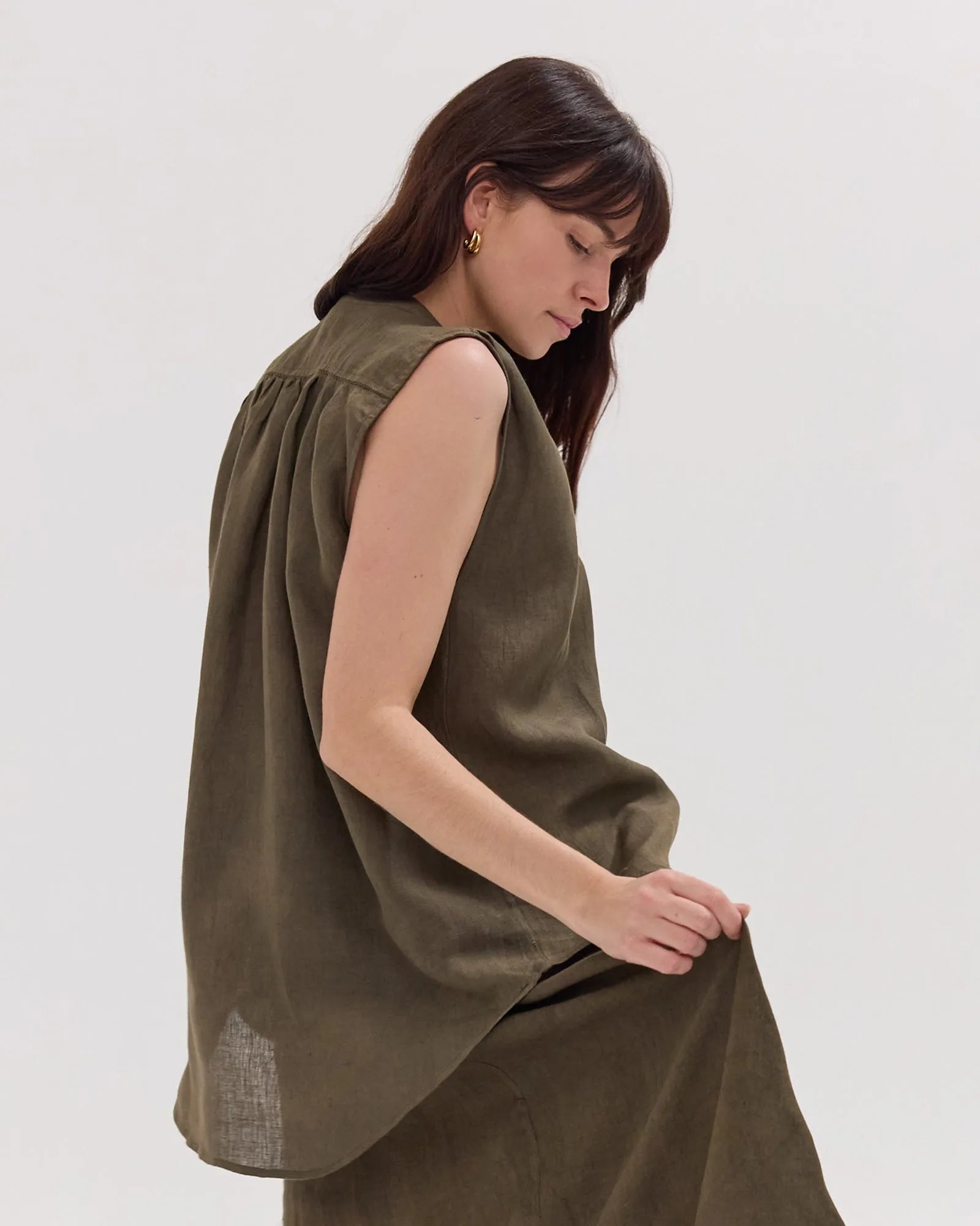 The Gathered Sleeveless Top | Olive by Cloth & Co. 