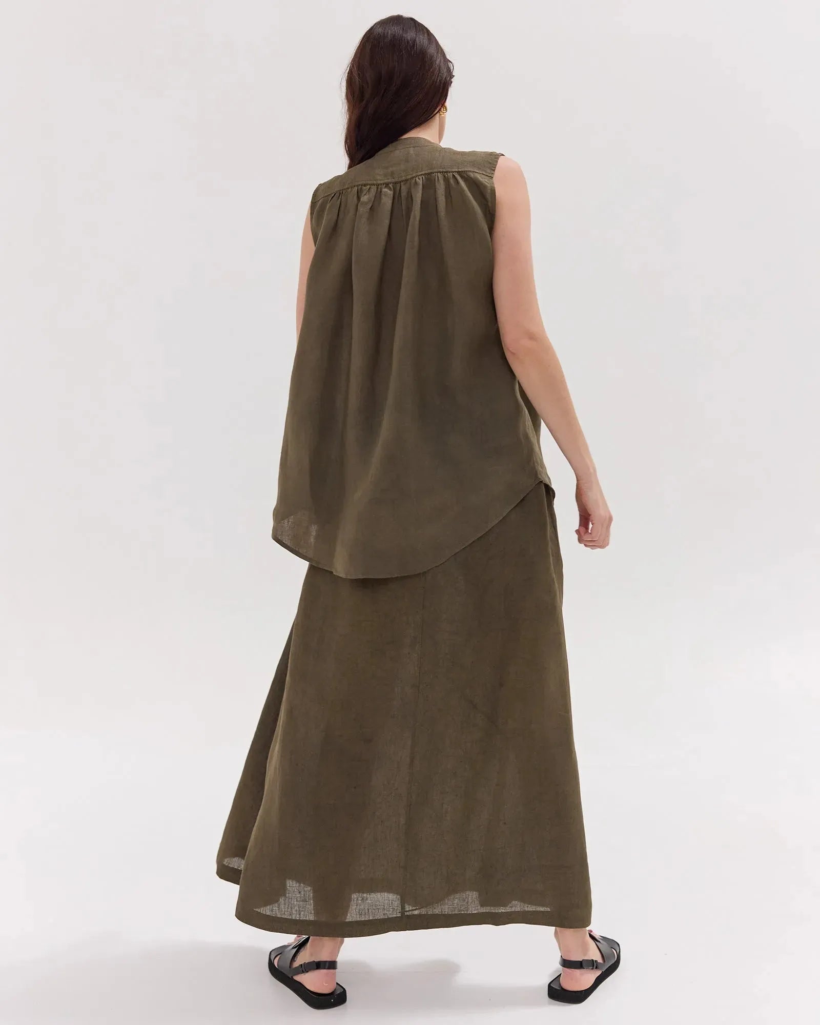 The Olive Linen Skirt Set by Cloth & Co. 