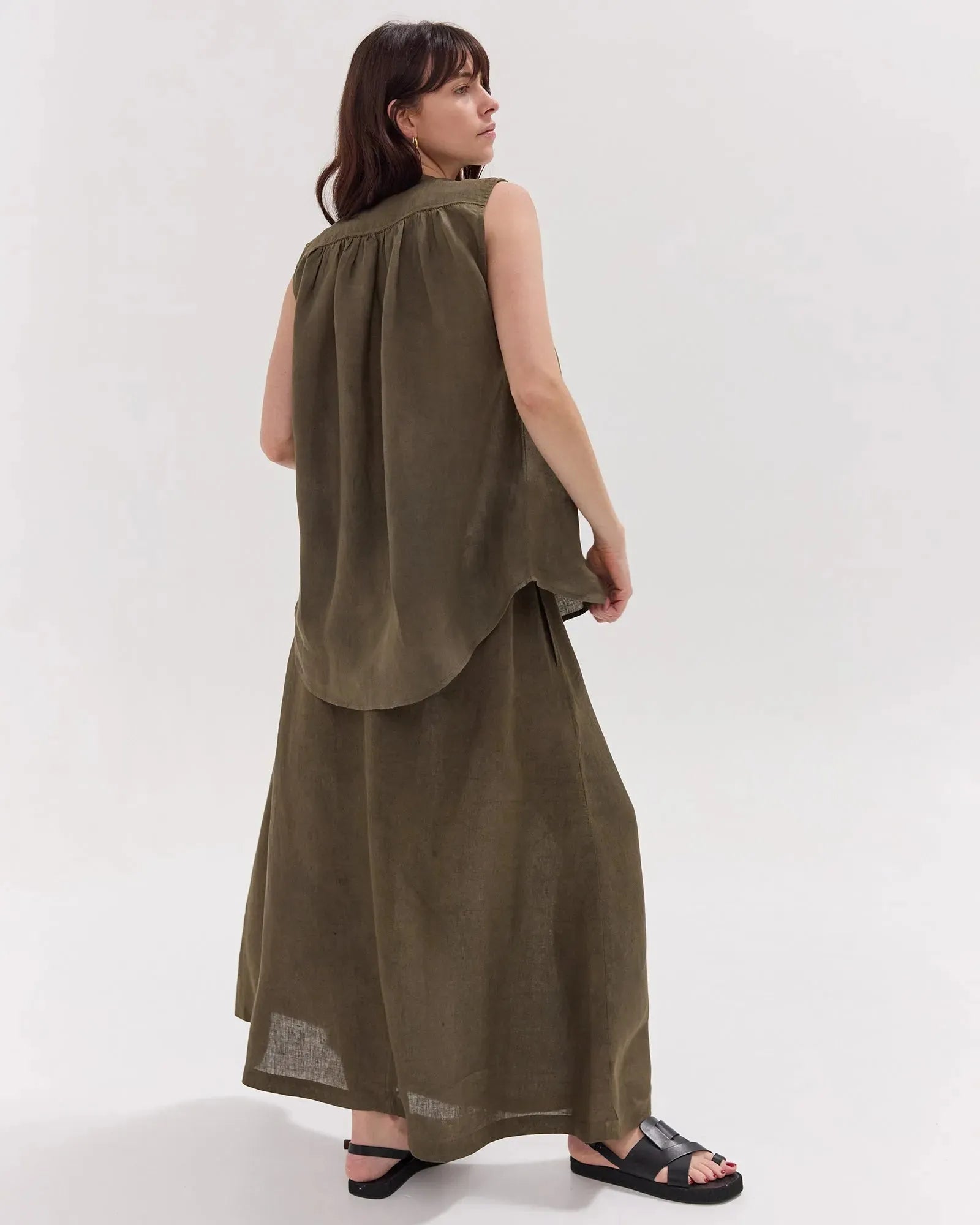 The Olive Linen Skirt Set by Cloth & Co. 
