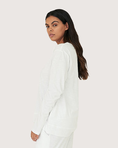 The Raw Hem Slub Long Sleeve | White