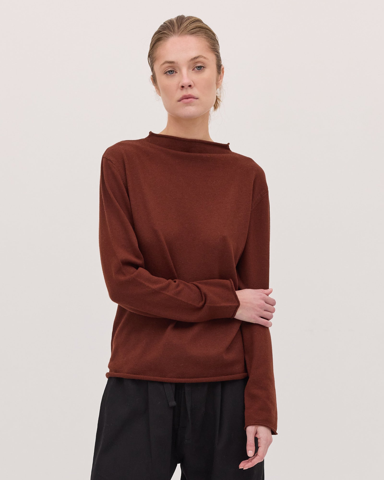 The Funnel Neck Top | Mahogany by Cloth & Co.