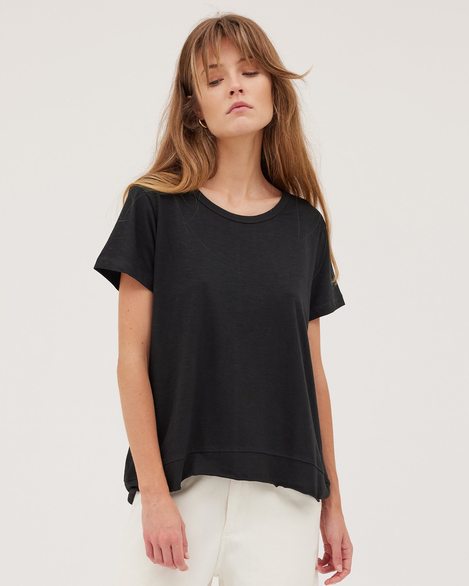 The Raw Hem Slub Tee | Vintage Black by Cloth & Co.