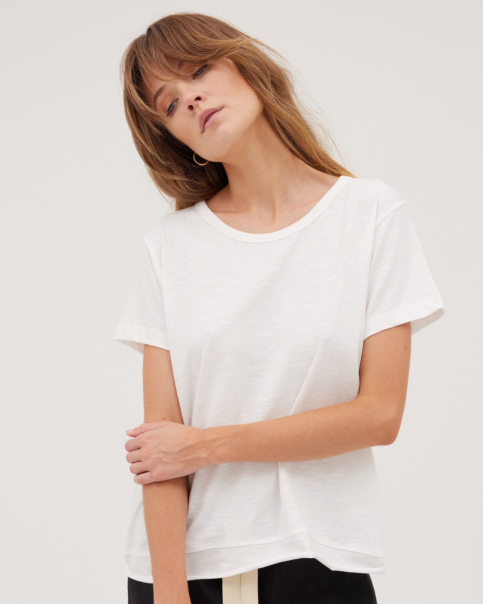 The Raw Hem Slub Tee | White by Cloth & Co.