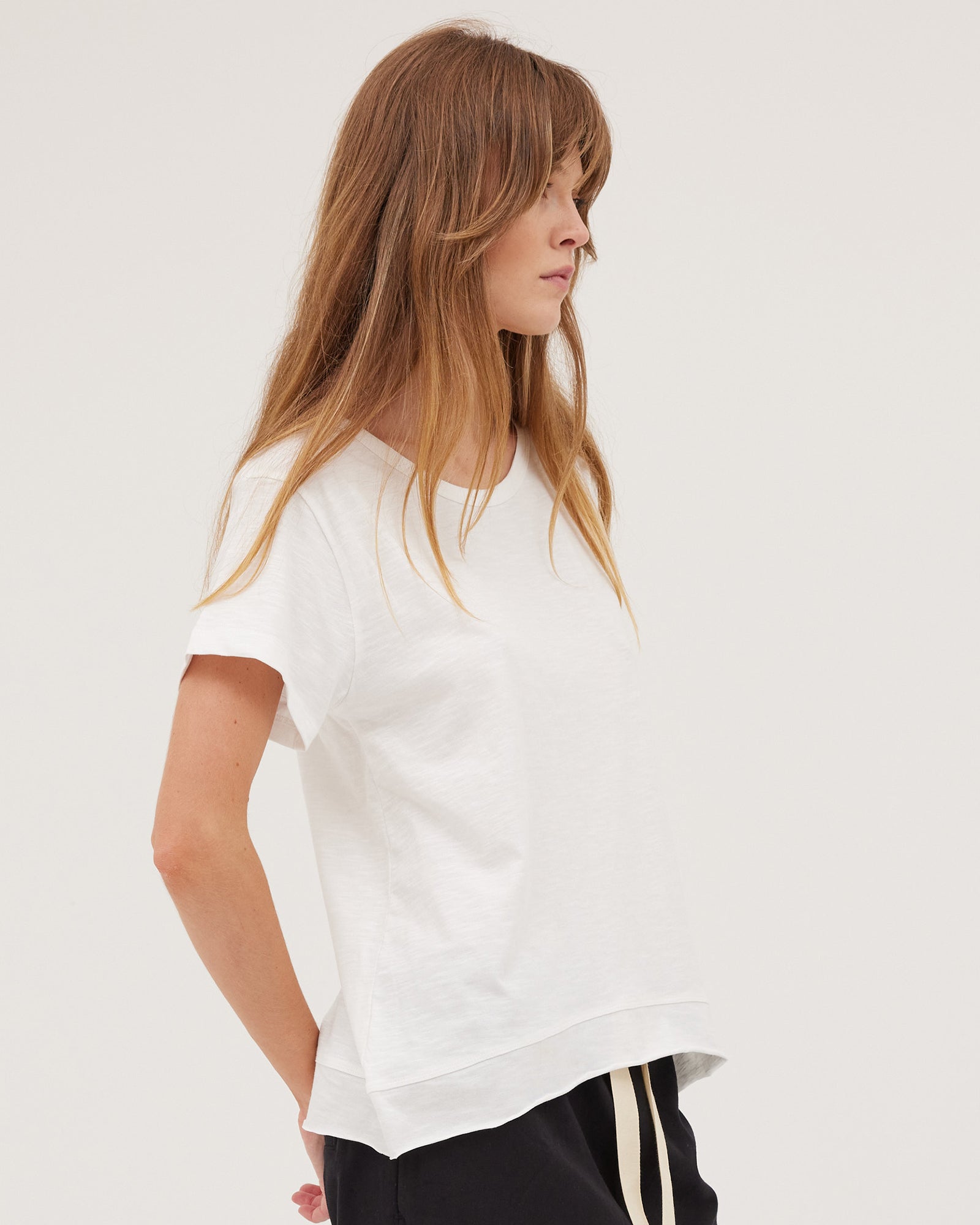The Raw Hem Slub Tee | White by Cloth & Co.