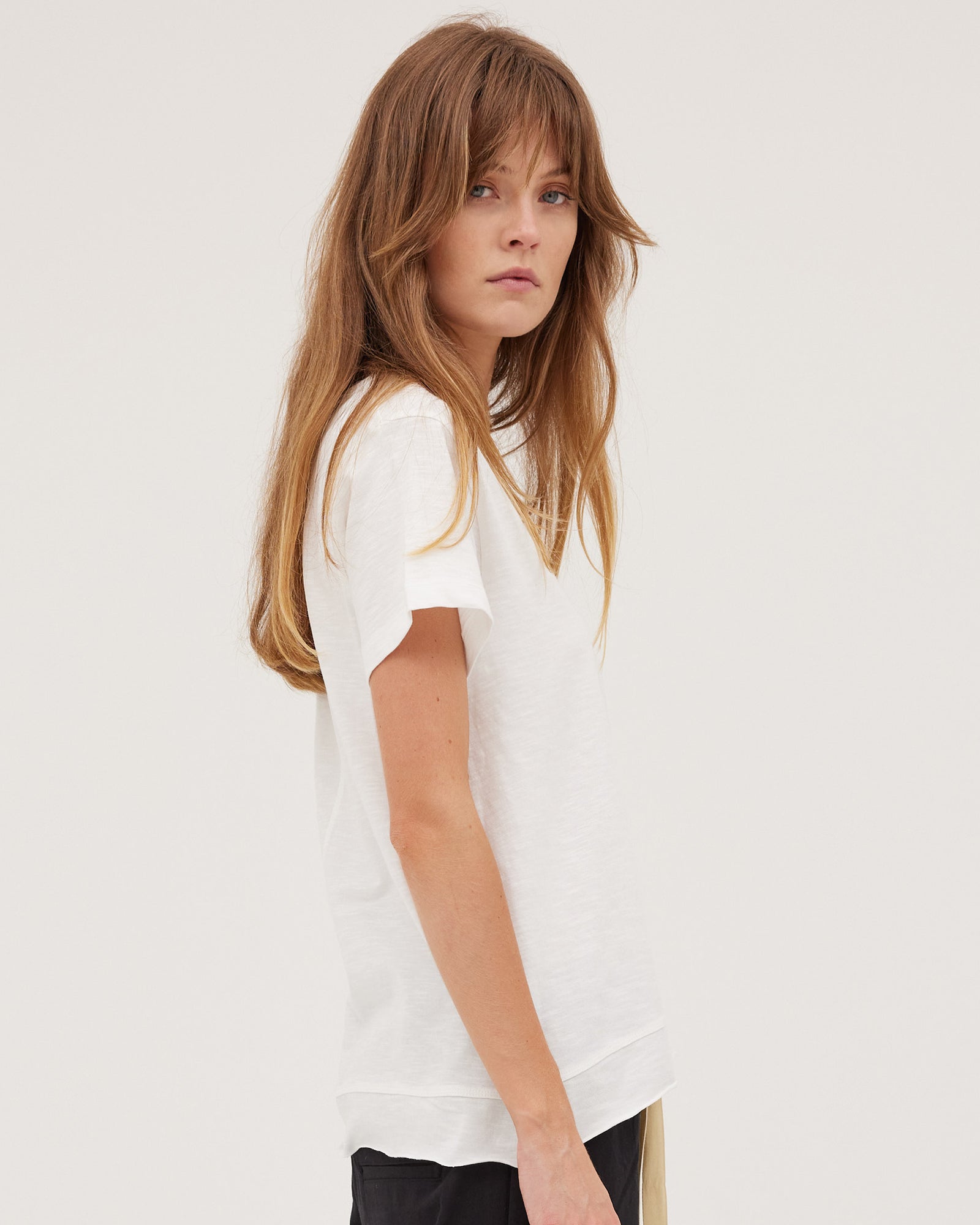 The Raw Hem Slub Tee | White by Cloth & Co.