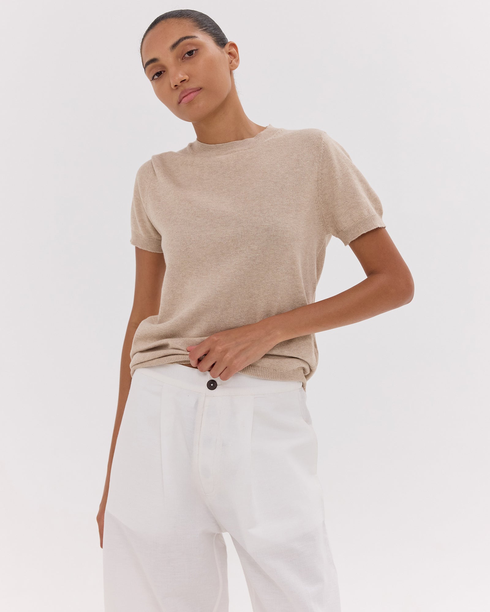 The Relaxed Tailored Pant | White by Cloth & Co.