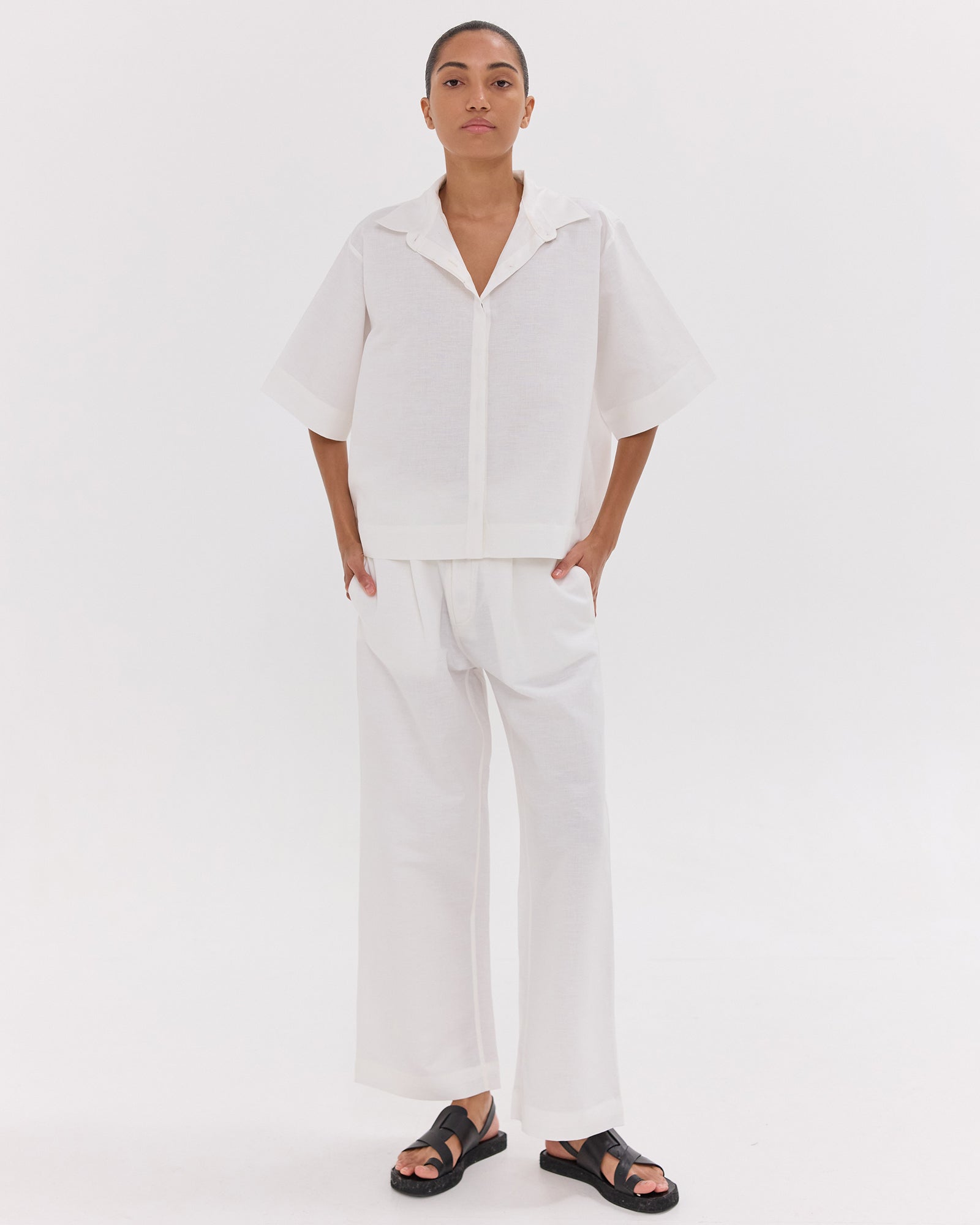 The Relaxed Tailored Pant | White by Cloth & Co.