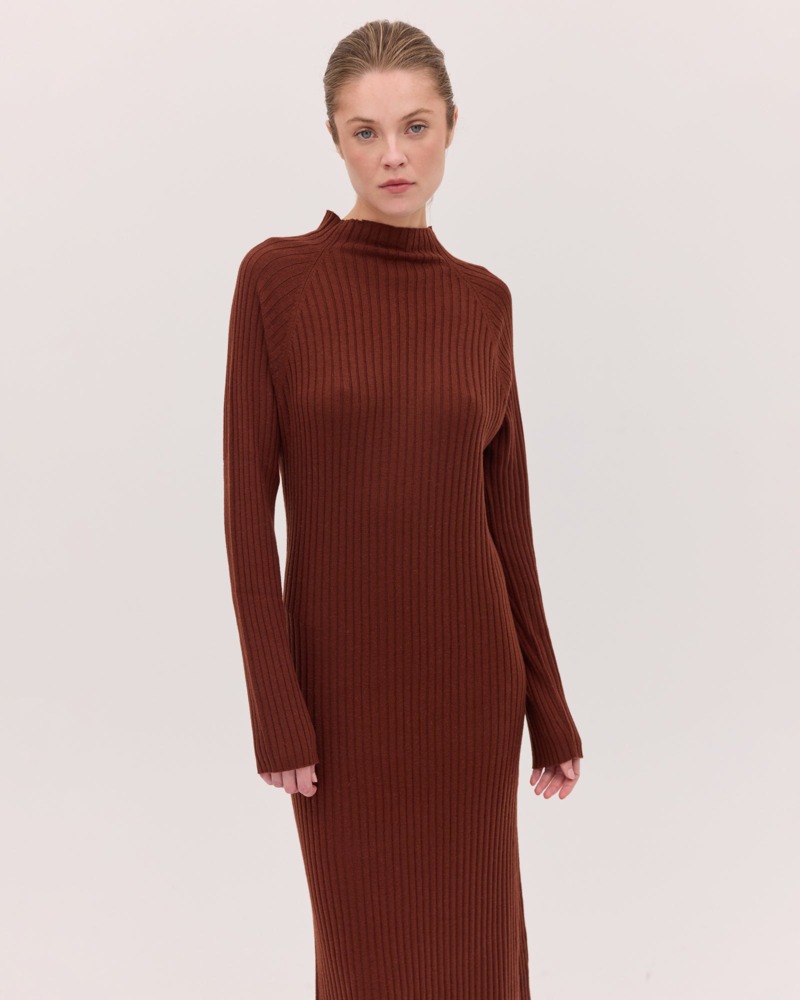 The Rib Knit Dress | Mahogany by Cloth & Co.