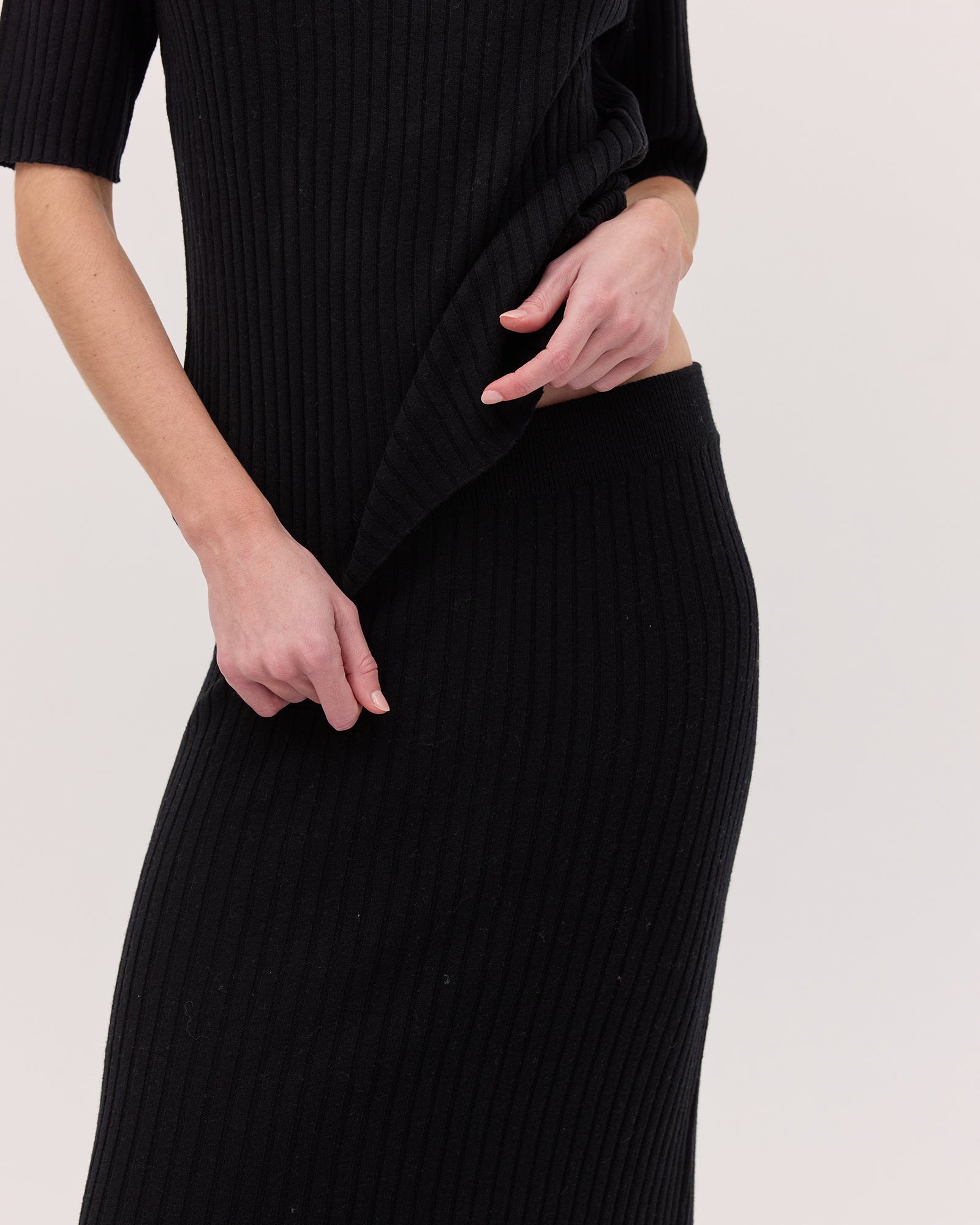 The Rib Knit Skirt | Black by Cloth & Co.