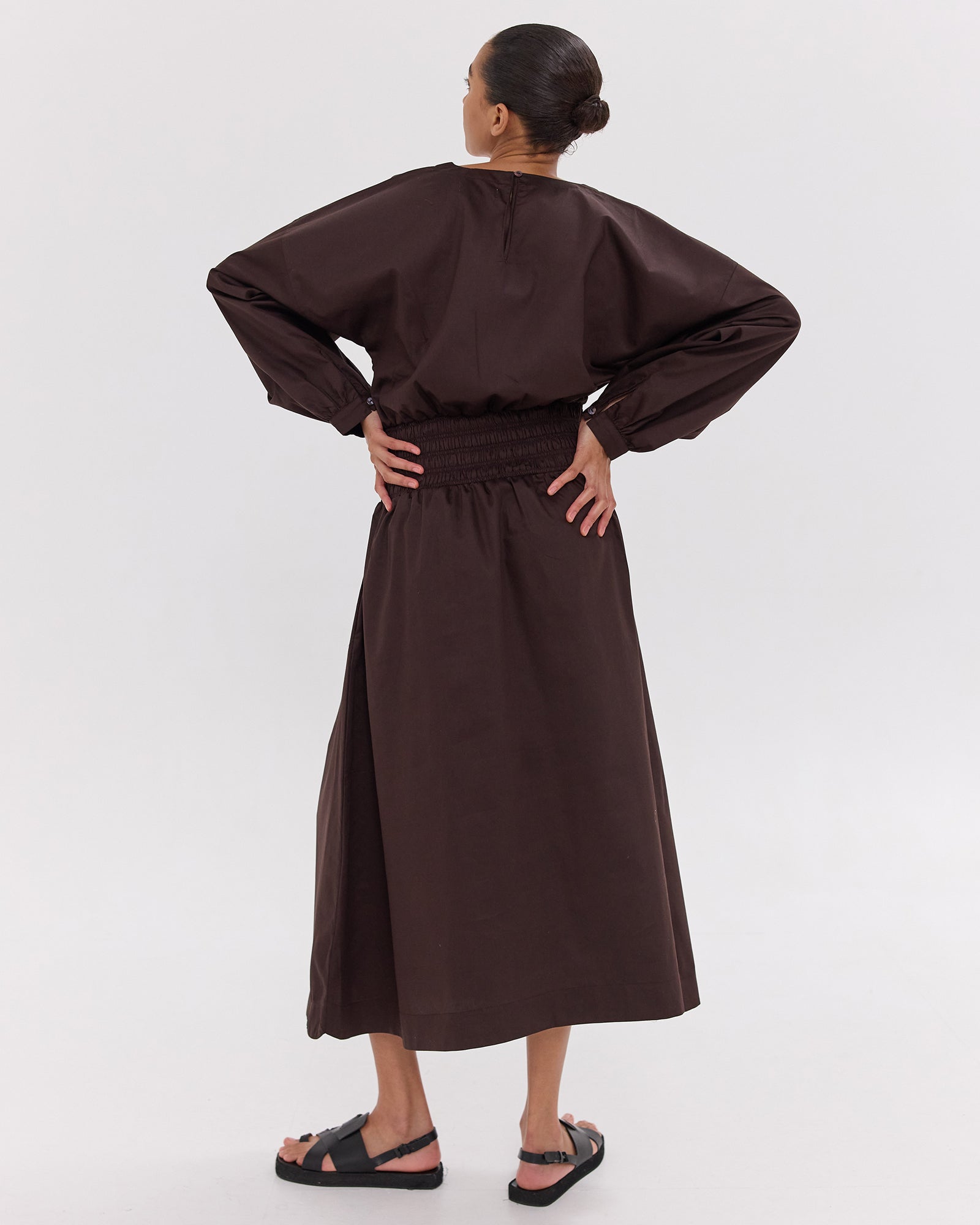 The Shirred Billow Sleeve Dress | Brazil Nut by Cloth & Co.