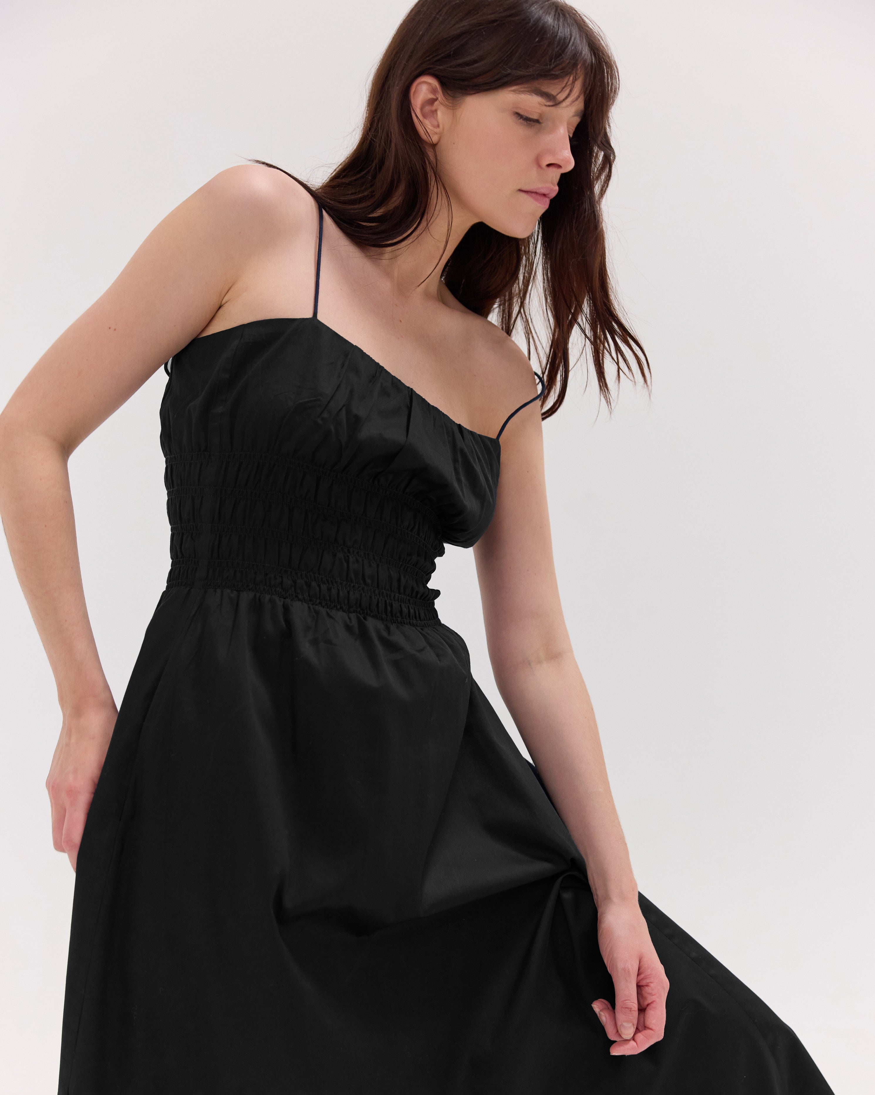The Shirred Strappy Dress | Black by Cloth & Co.