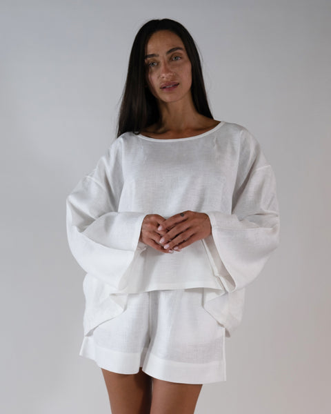 The Hemp Kimono Sleeve Tee | White