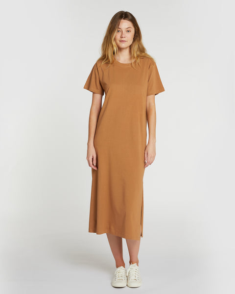 The Boxy Tee Dress Tobacco Brown, 100% Certified Organic Cotton, Sustainable & Ethically Made Dresses, Made For Good, Cloth & Co.