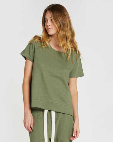 The Raw Hem Slub Tee Matcha, 100% Certified Organic Cotton, Sustainable & Ethically Made Tops, Tees & T-Shirts, Made For Good, Cloth & Co.