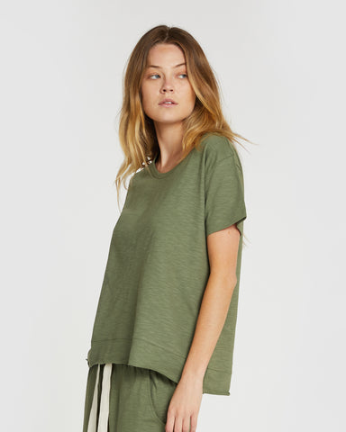 The Raw Hem Slub Tee Matcha, 100% Certified Organic Cotton, Sustainable & Ethically Made Tops, Tees & T-Shirts, Made For Good, Cloth & Co.