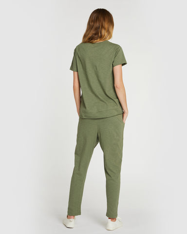 The Slub Lounge Pants Matcha, 100% Certified Organic Cotton, Sustainable & Ethically Made Loungewear & Pants, Made For Good, Cloth & Co.