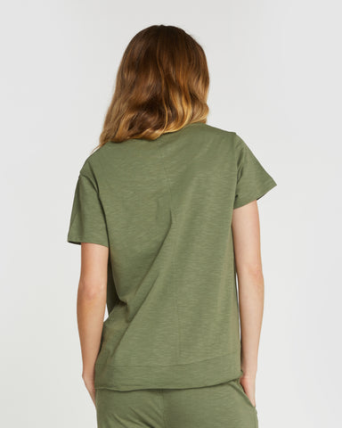 The Raw Hem Slub Tee Matcha, 100% Certified Organic Cotton, Sustainable & Ethically Made Tops, Tees & T-Shirts, Made For Good, Cloth & Co.