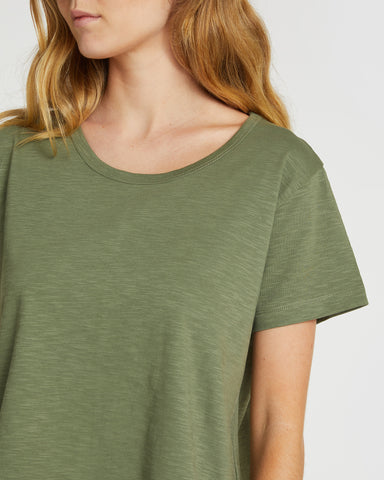 The Raw Hem Slub Tee Matcha, 100% Certified Organic Cotton, Sustainable & Ethically Made Tops, Tees & T-Shirts, Made For Good, Cloth & Co.