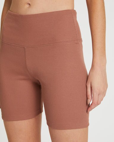 The Rib Shorts Cognac, 100% Certified Organic Cotton, Sustainable & Ethically Made Shorts & Activewear, Made For Good, Cloth & Co.