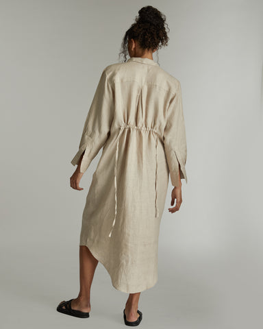 The Hemp Long Shirt Dress Walnut Hull, 100% Woven Hemp, Sustainable & Ethically Made Dresses, Made For Good, Cloth & Co.