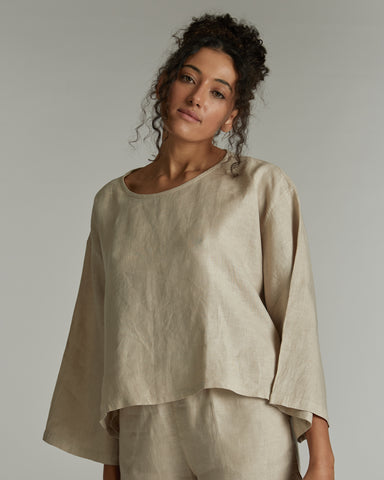The Hemp Kimono Sleeve Tee Walnut Hull, 100% Woven Hemp, Sustainable & Ethically Made Tops & Shirts, Made For Good, Cloth & Co.