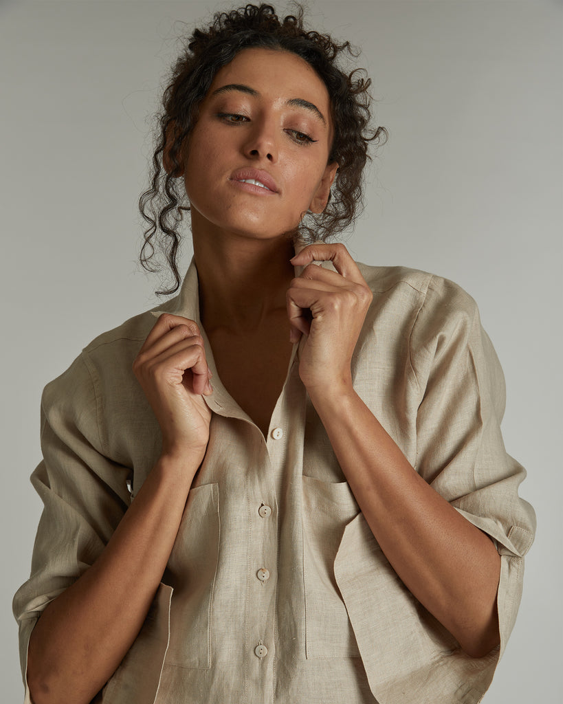 The Hemp Shirt Walnut Hull, 100% Woven Hemp, Sustainable & Ethically Made Tops & Shirts, Made For Good, Cloth & Co.
