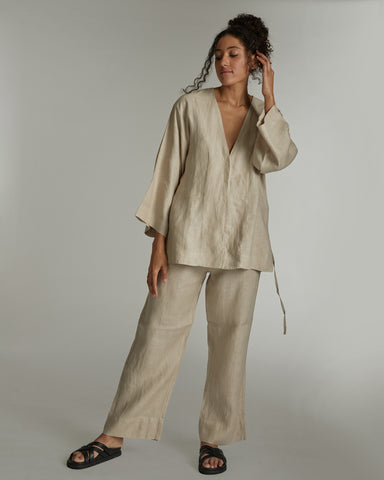 The Hemp Wide Leg Pants Walnut Hull, 100% Woven Hemp, Sustainable & Ethically Made Bottoms & Pants, Made For Good, Cloth & Co.