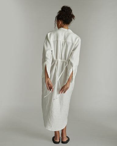 The Hemp Long Shirt Dress White, 100% Woven Hemp, Sustainable & Ethically Made Dresses, Made For Good, Cloth & Co.
