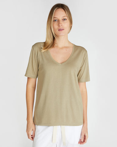 The V Neck Tee Oak, 100% Certified Organic Cotton, Sustainable & Ethically Made Tops, Tees & T-Shirts, Made For Good, Cloth & Co.